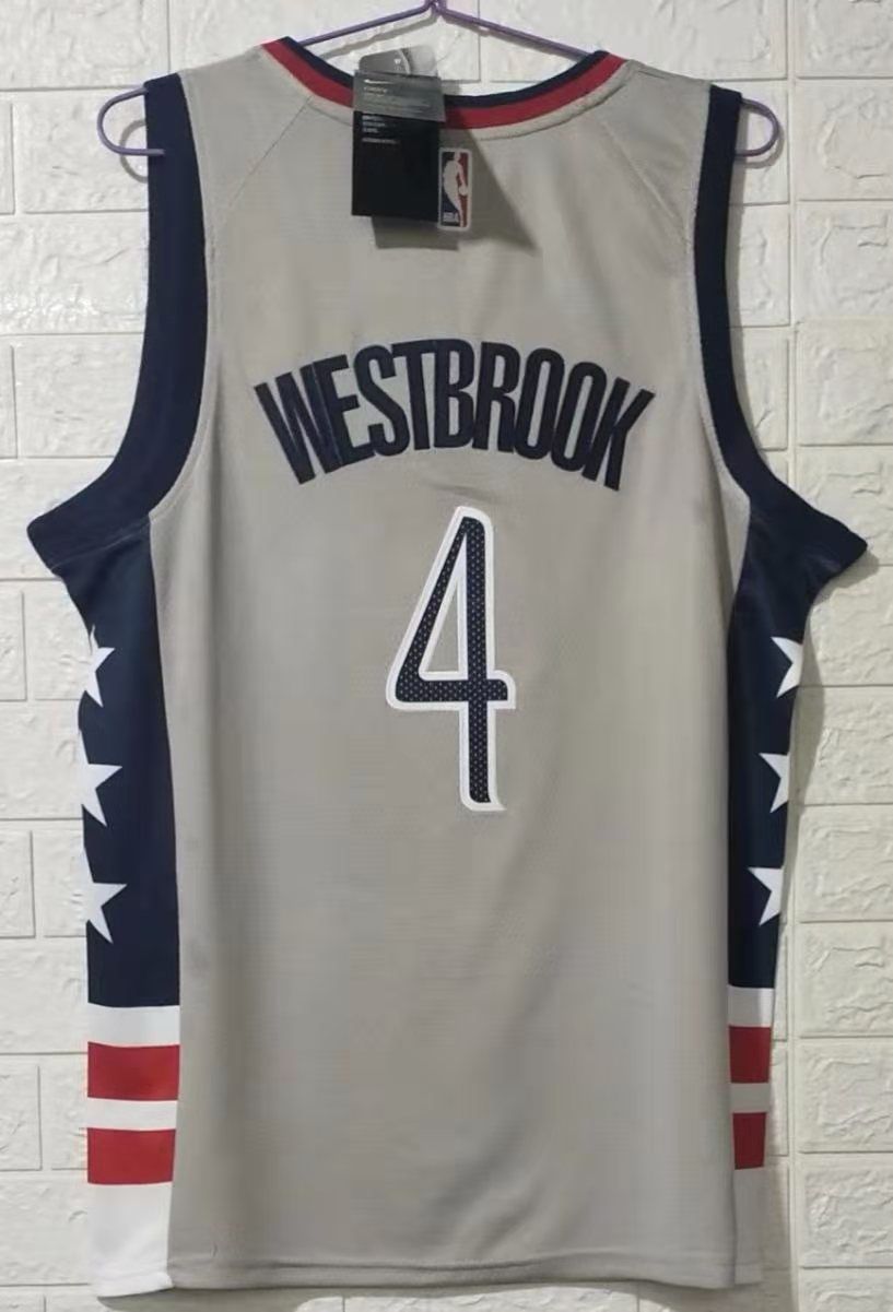 Men Washington Wizards #4 Westbrook gray city edition 2020 NBA jersey->houston rockets->NBA Jersey